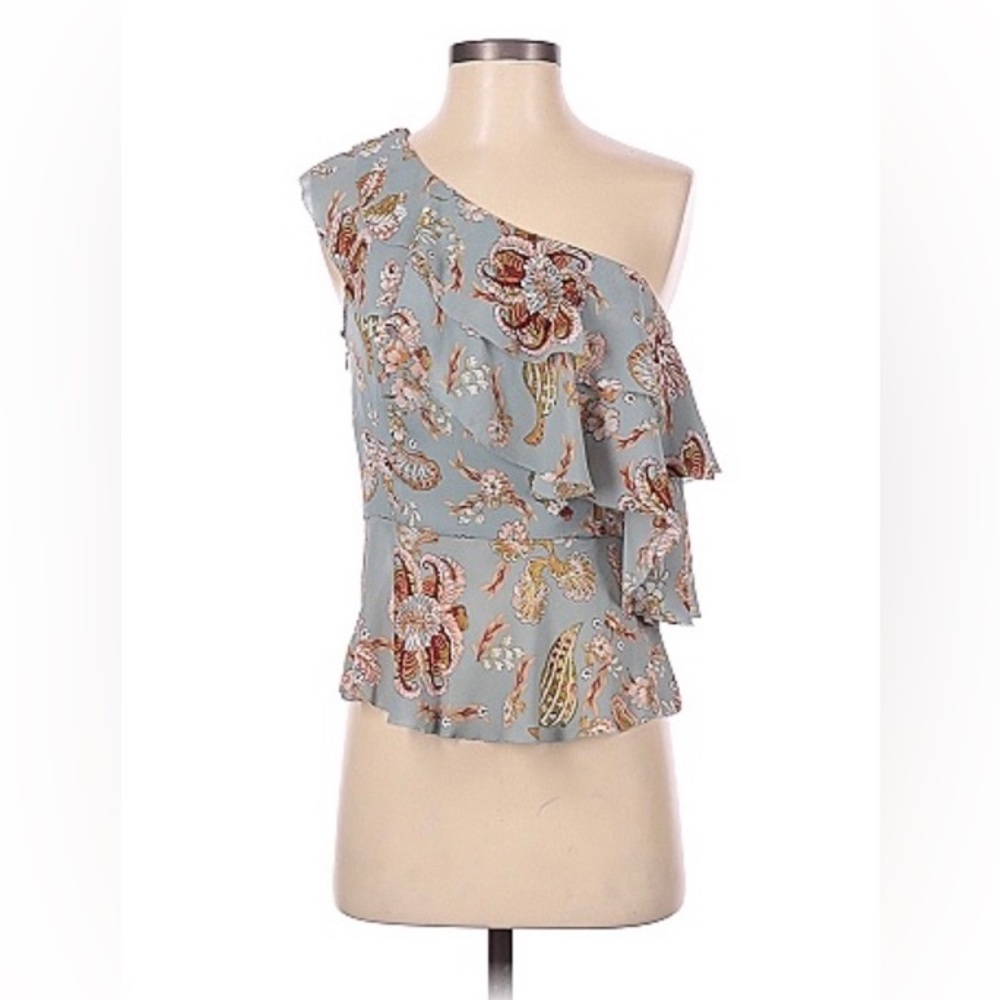 Anthropologie Amaryllis off the shoulder print Top S